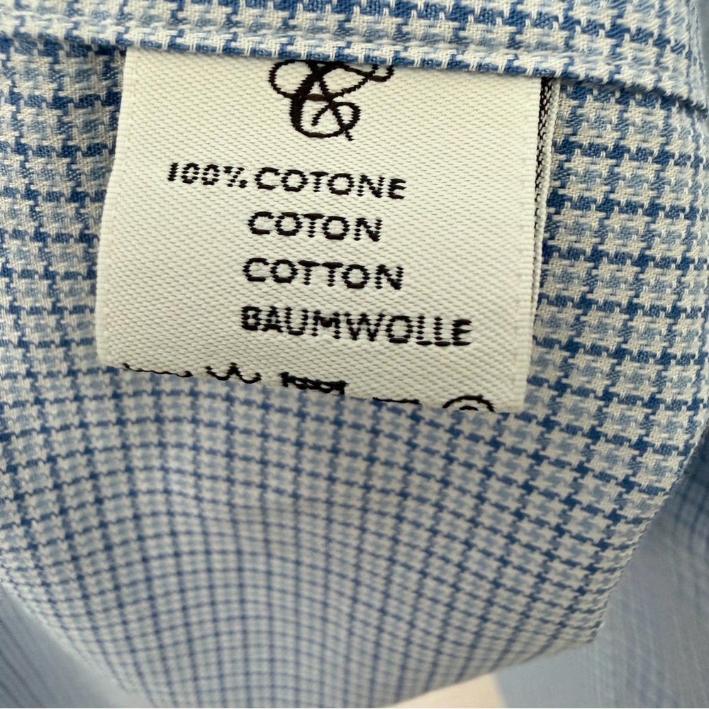 NWOT Canali Men’s Luxury Italian Shirt Sky Blue Checkered Dress Shirt, L - Picture 4 of 9